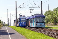 GT-E 203 und GT-N 267 treffen sich in Höhe Brombergweg in Rottenbauer. 14.08.2024 – André Werske